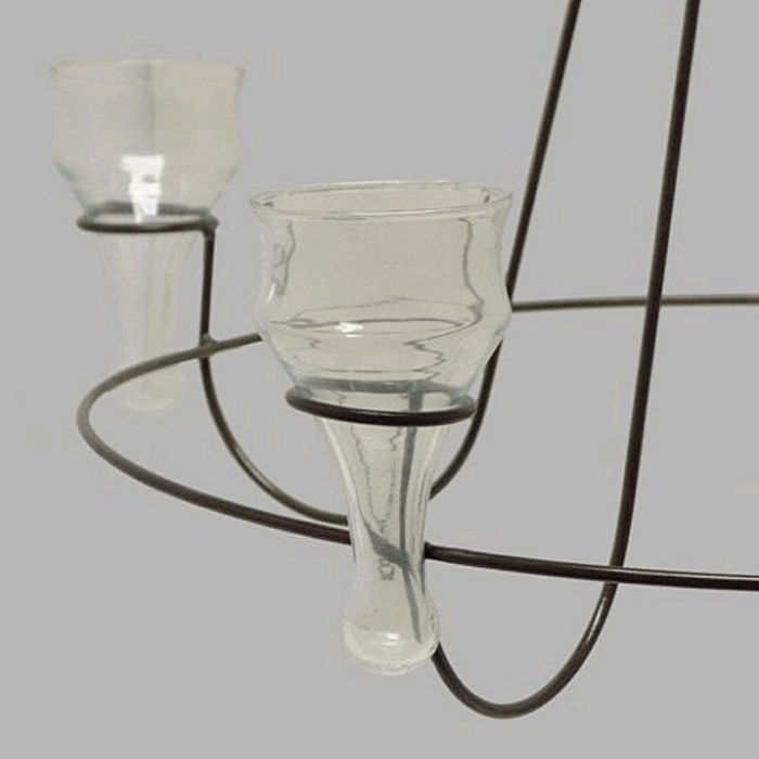 Crown luster with glasses for tea lights black 80 cm H 75 cm