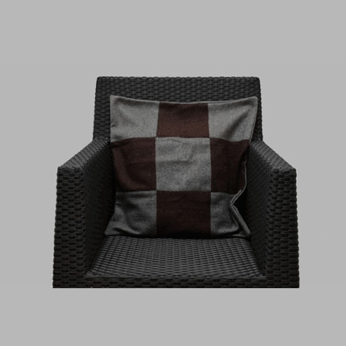 wool pillows cover block design brown-grey