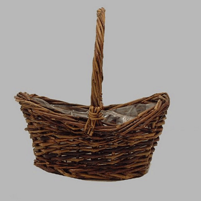 Oval basket with handle cane 17 x 23 cm