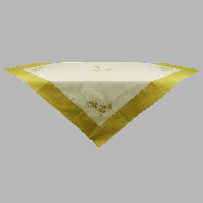 Nappe de organza de olives couleur blanc et jaune 150 x 150 cm