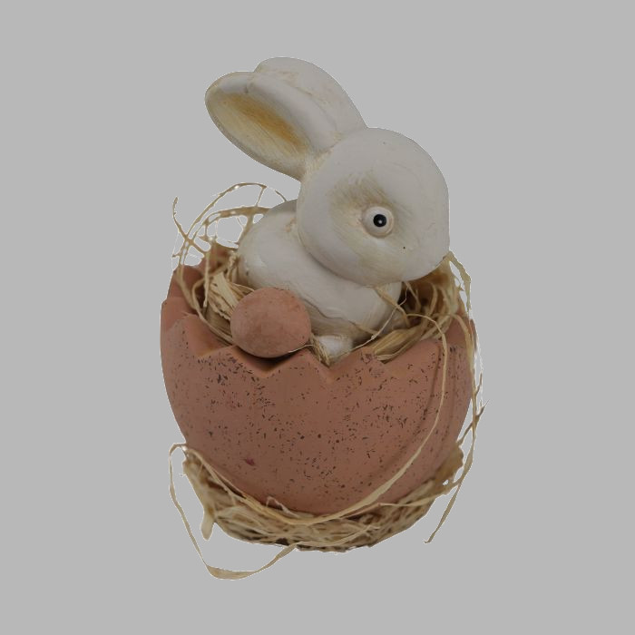 Easter bunny ceramic with straw H 15 x 12 cm