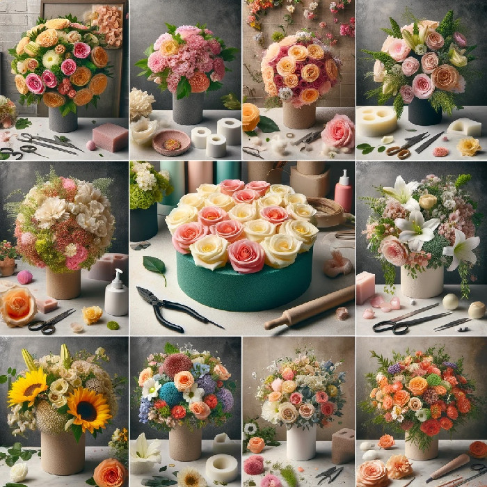 mousse florale par boîte (20pcs ) couleur vert 20 x 7 x 10 c
