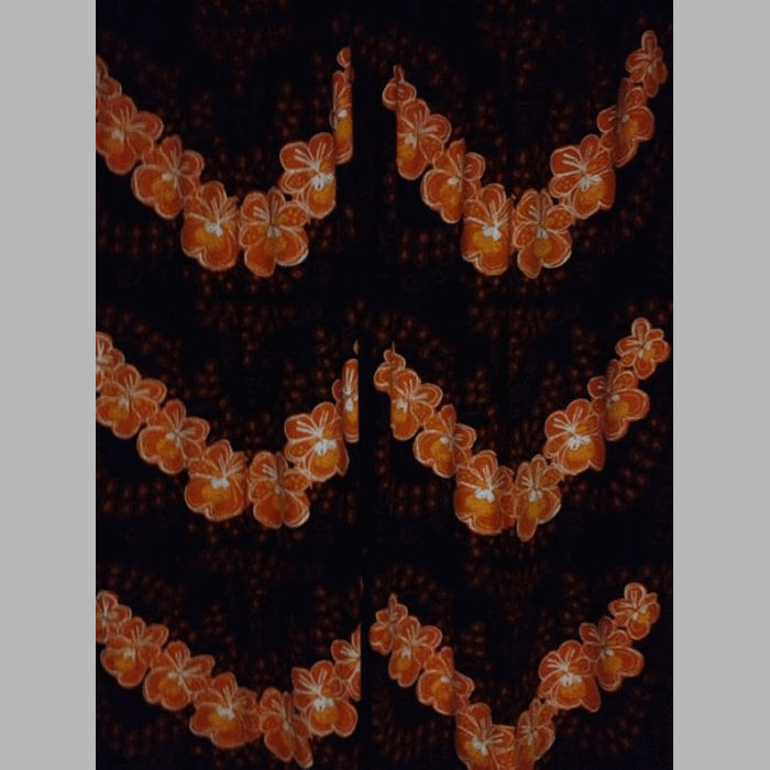 Retro fabric design orange flowers with Brown