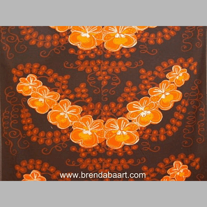 Retro fabric design orange flowers with Brown