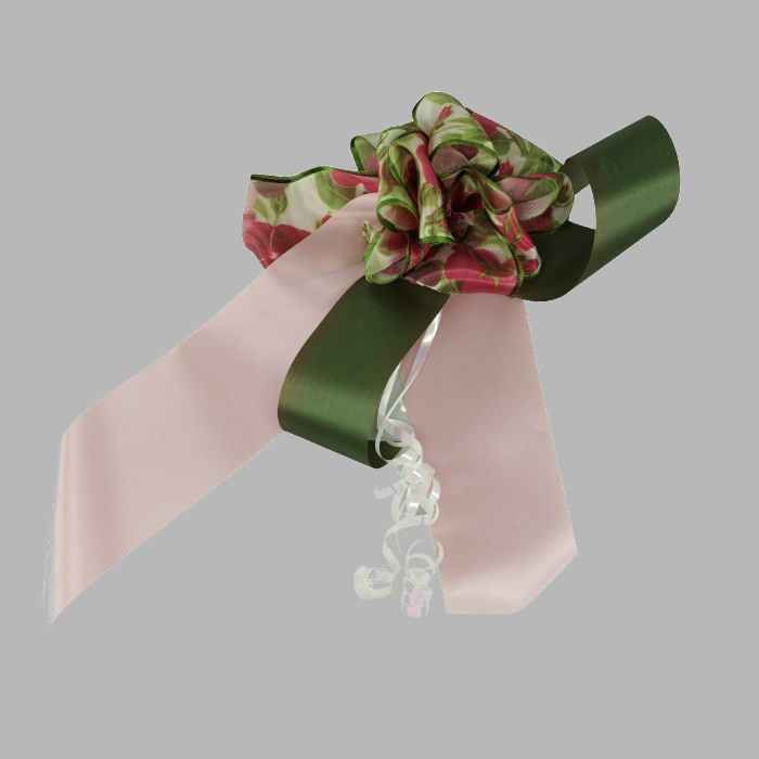 Noeud double rose vert L 25 x l 12 cm