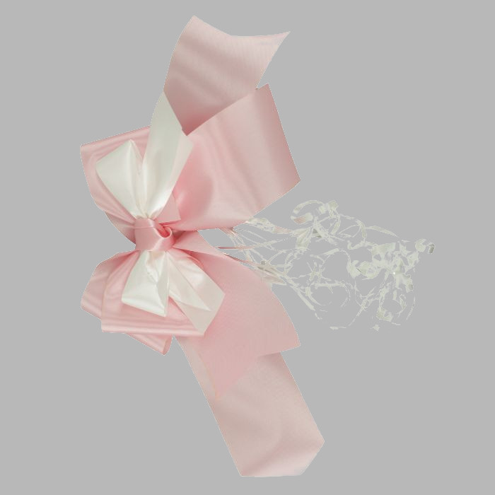 Bowknot rose blanc avec ruban à friser L 23 x L 16 cm