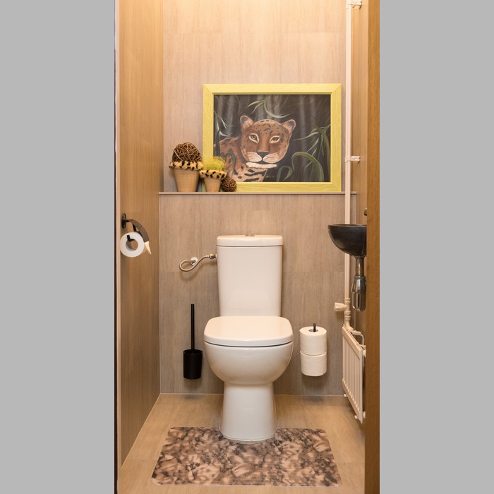 toiletmat bruin gemarmerd 65 x 50 cm