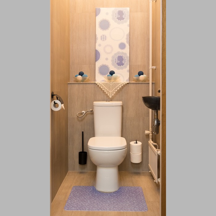 toiletmat blauw bewerkt 65 x 50 cm