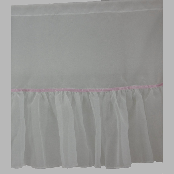 Valance with Ruch Snow White voile with rose ribbon, height 0.52 m