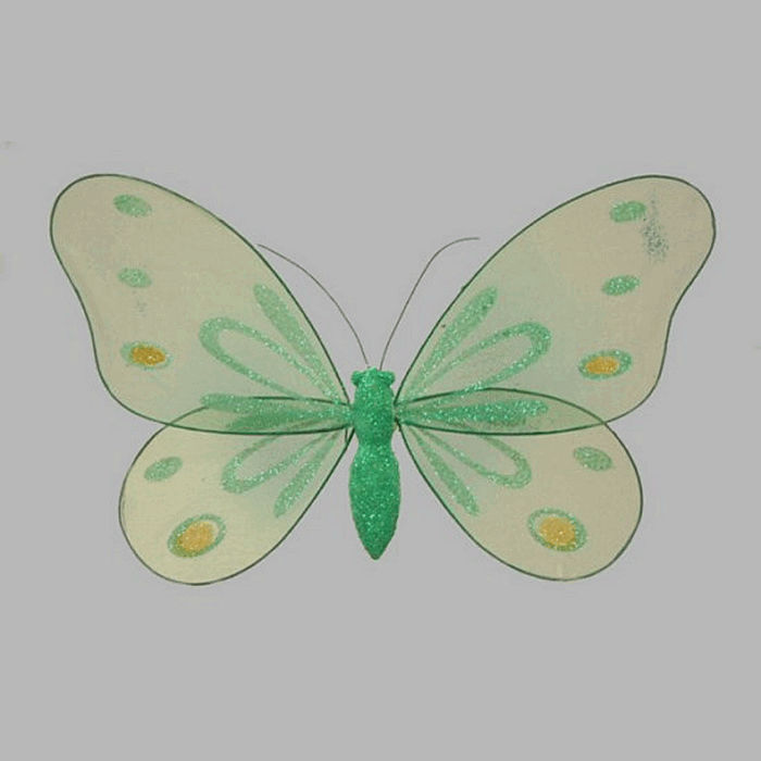 vlinder kleur groen met glitter 25 x 15 cm