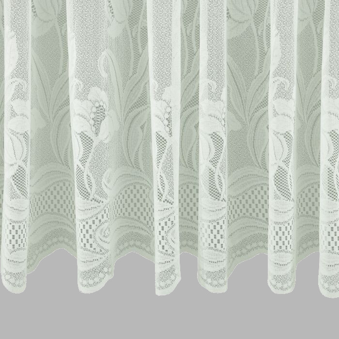 White net curtain with floral border Height 140 cm Width 0,75 cm