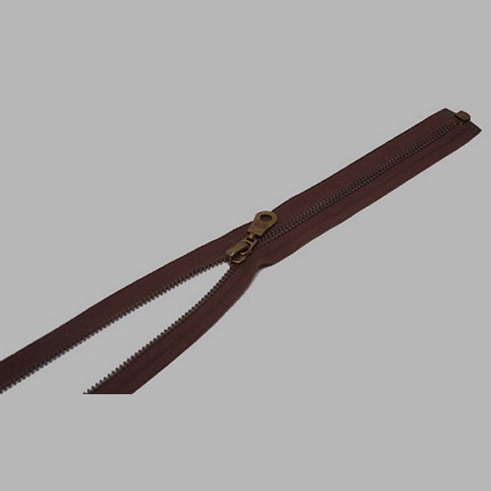 zipper color brown length 55 cm metal