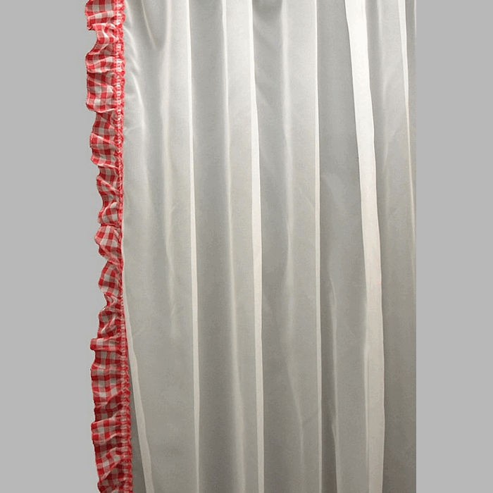 bonne femme voile Wit met rushes in ruit motief breedte 110 cm